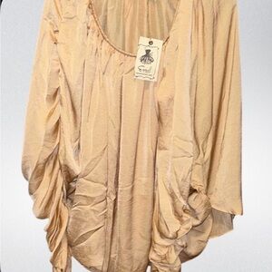 Easel Beige Ruched Blouse